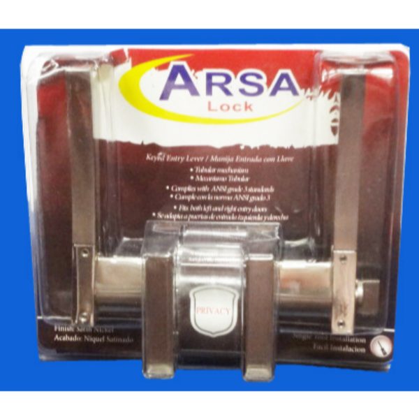 CERRADURA ARSA MANIJA C/SEGURO SATIN***