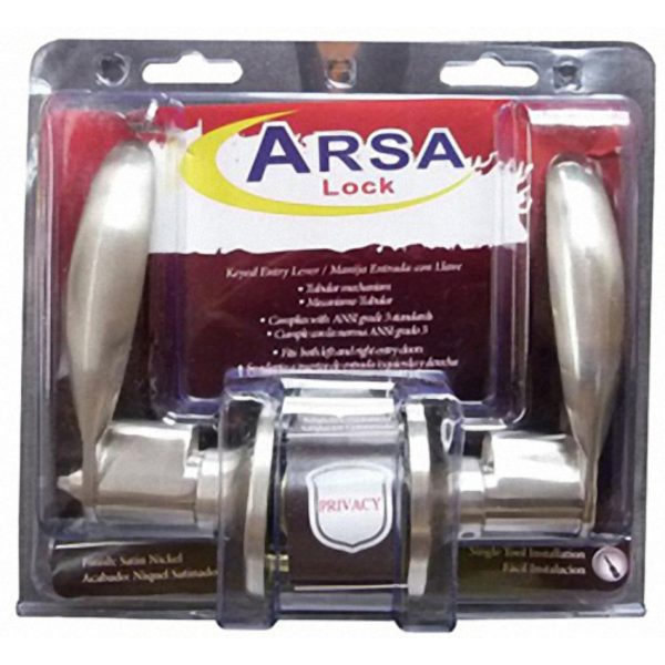 CERRADURA ARSA MANIJA C/SEGURO SATIN***