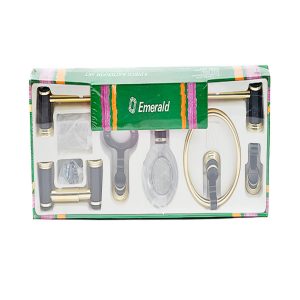ZC/JUEGO ACCESORIOS BAÃ‘O NEGRO ORO