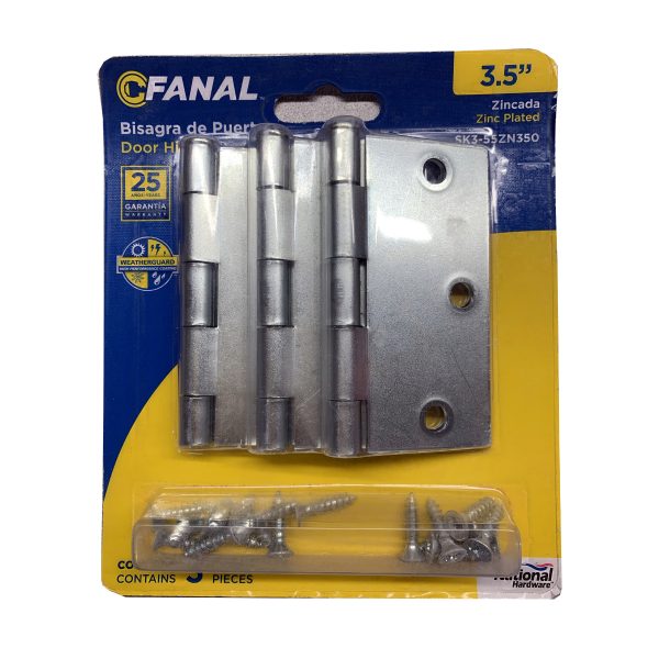 BISAGRA FANAL ZINCADA 3 1/2X3 1/2 BLISTER 3