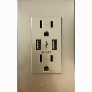 EAGLE TOMA DOBLE TR C/USB TYJ CHAMPAGNE 15AMP