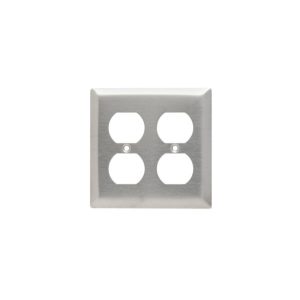 TLG/PLACA METAL INOX. P/TOMA DOBLE 2 GANG