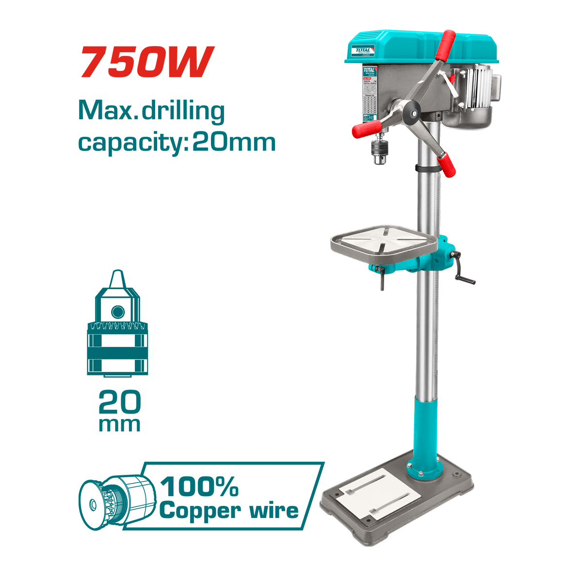 HE/TALADRO PEDESTAL TOTAL 16V 5/8" 750W