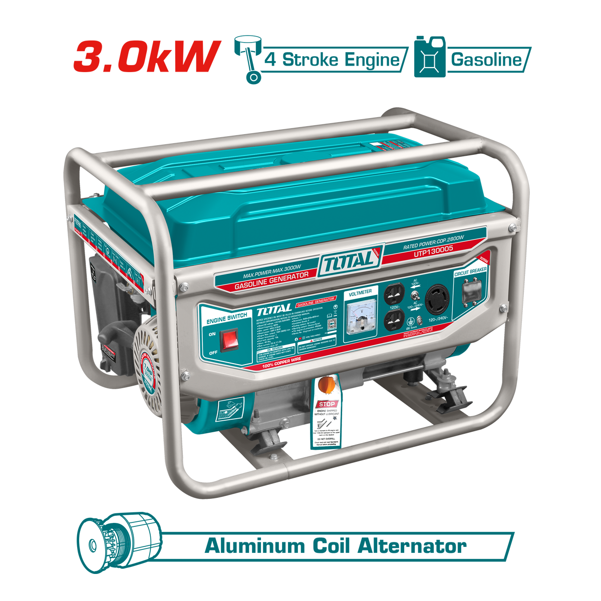 PLANTA ELÉCTRICA TOTAL GASOLINA 7HP 110/220V