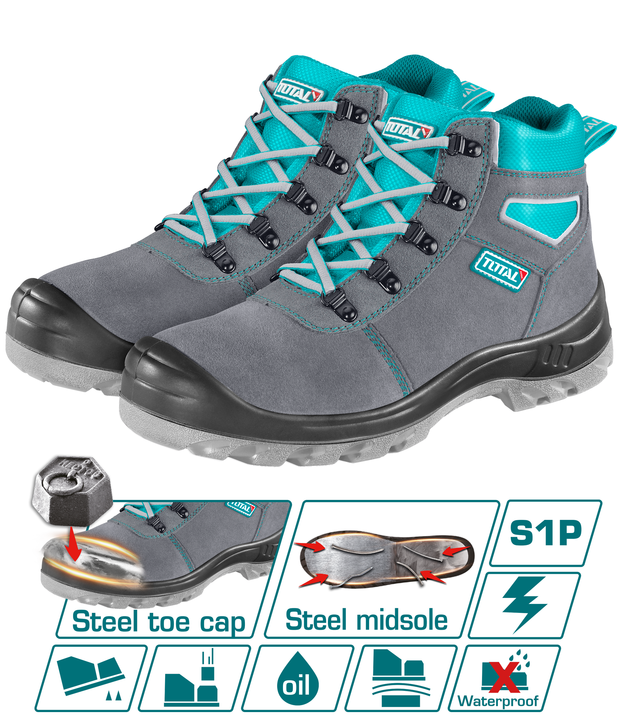 ZAPATO T/BOTA SEG TOTAL GRIS P/ACERO 41