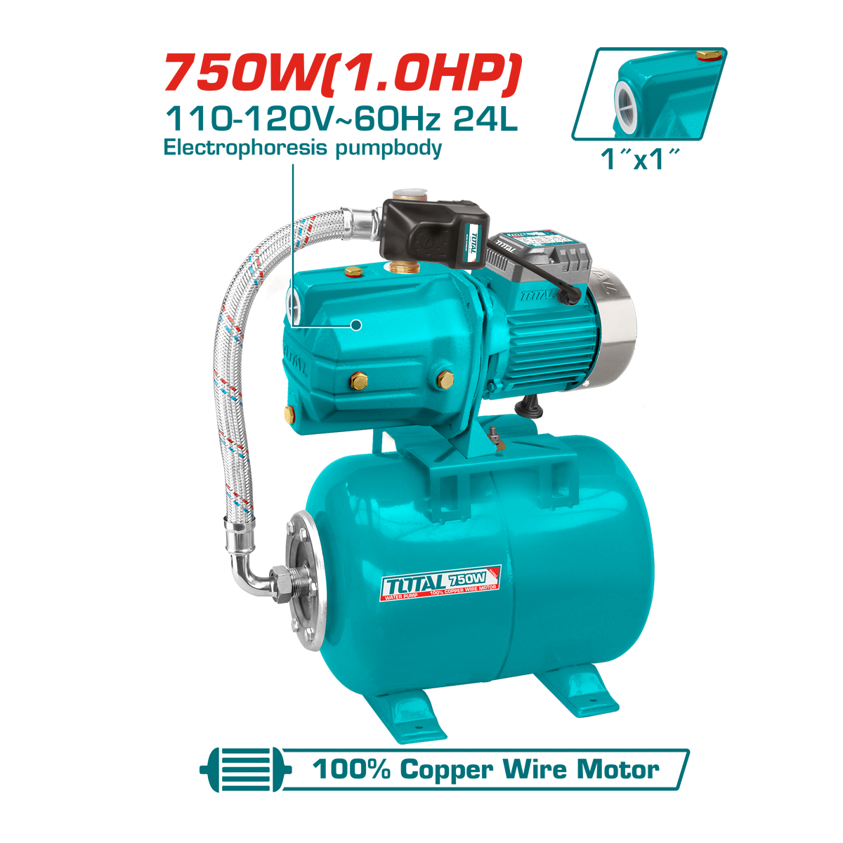 BOMBA JET C/TANQUE TOTAL 24L, 1HP