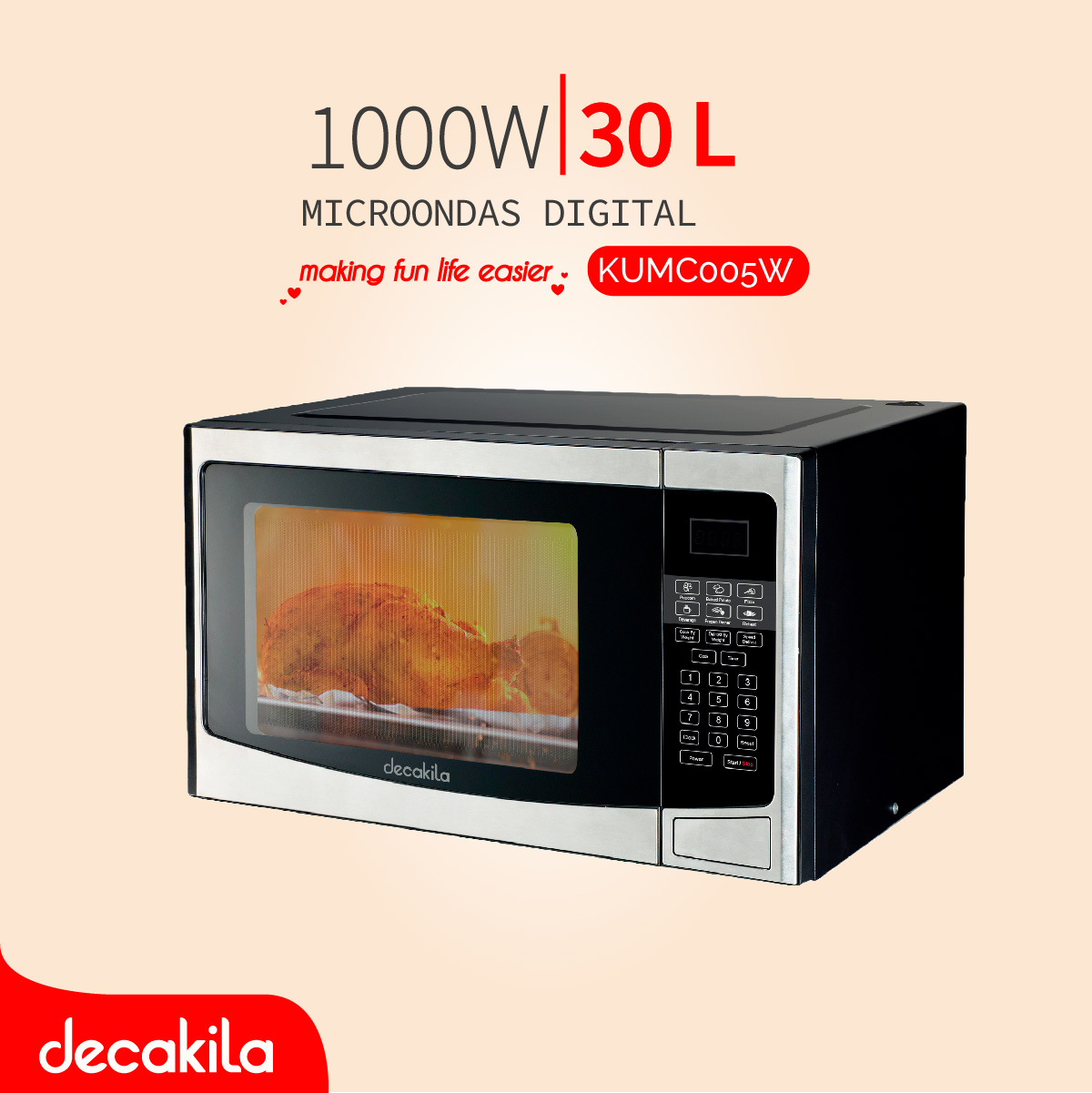 DECAKILA MICROONDAS 25L DIGITAL 900W