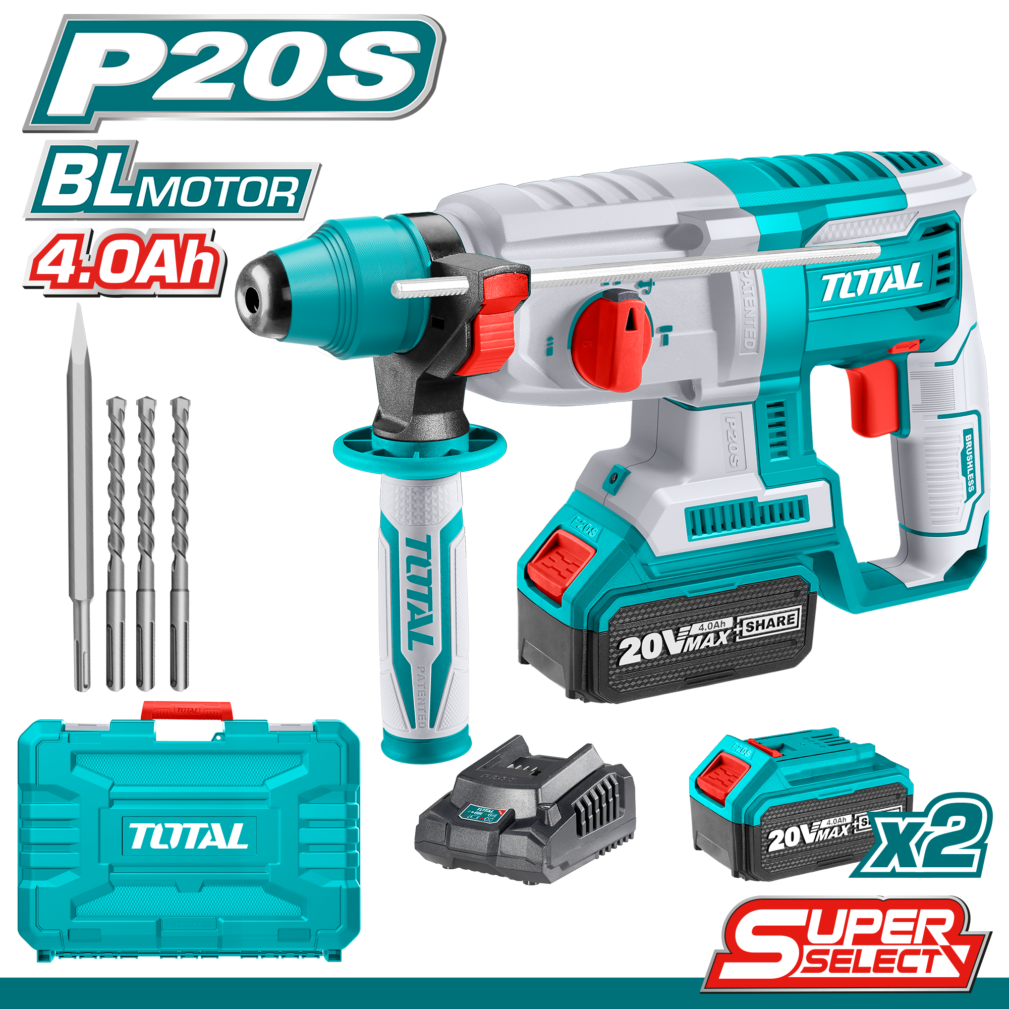 ROTOMARTILLO TOTAL 20V 2 BAT