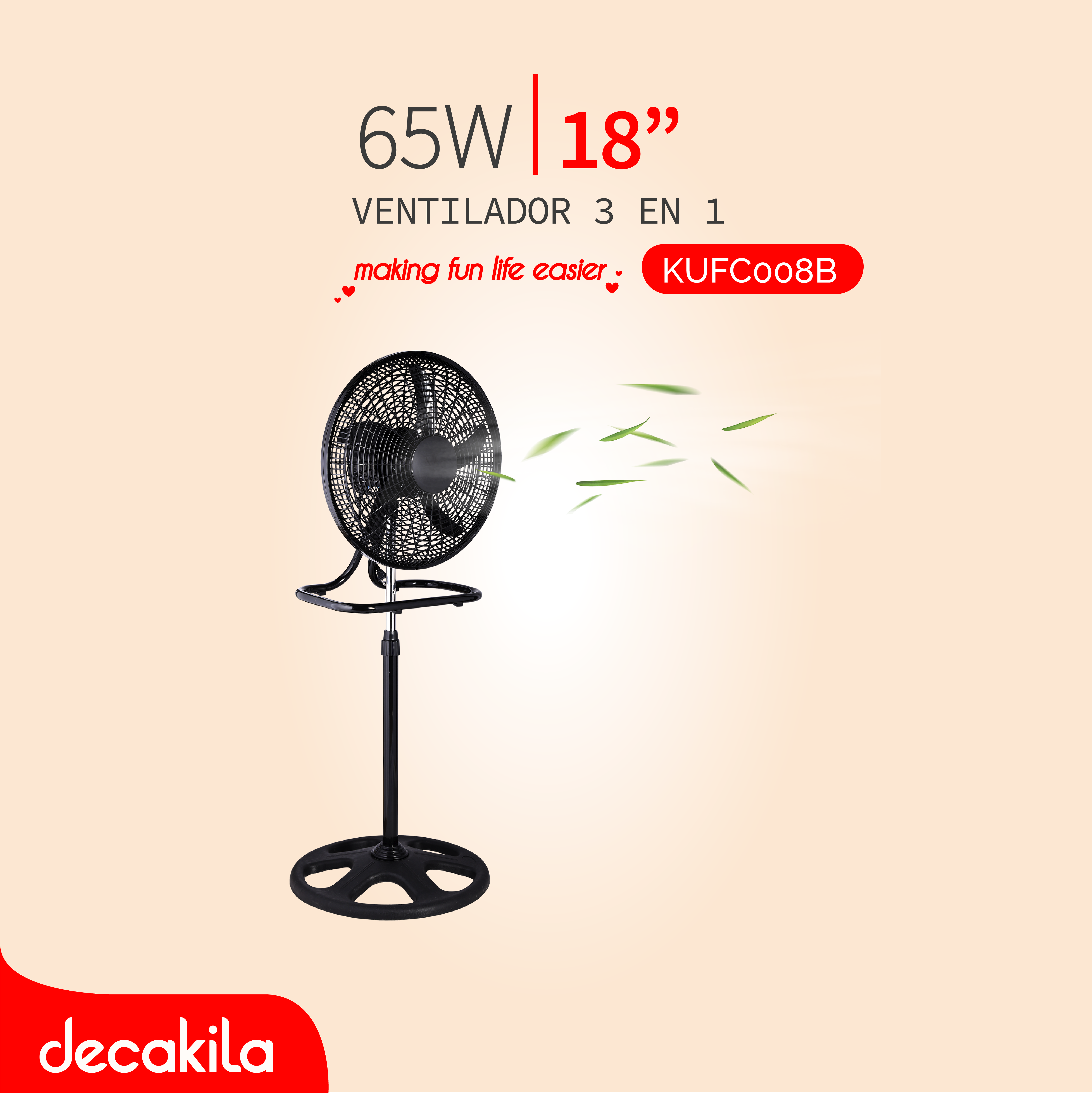 DECAKILA VENTILADOR DE PIE 3 EN 1