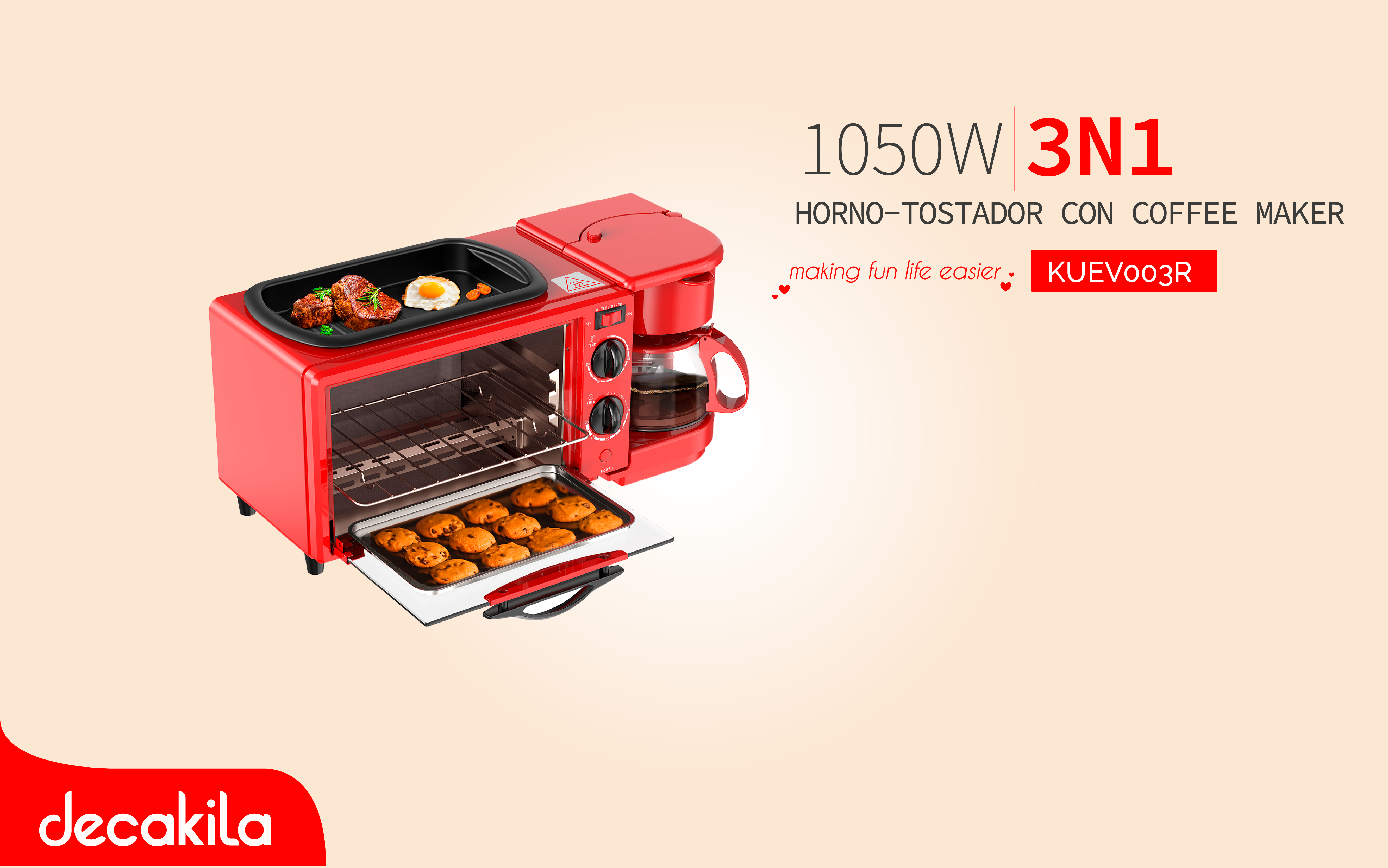 DECAKILA HORNO - TOSTADOR CON COFFEE MAKER INCORPORADO