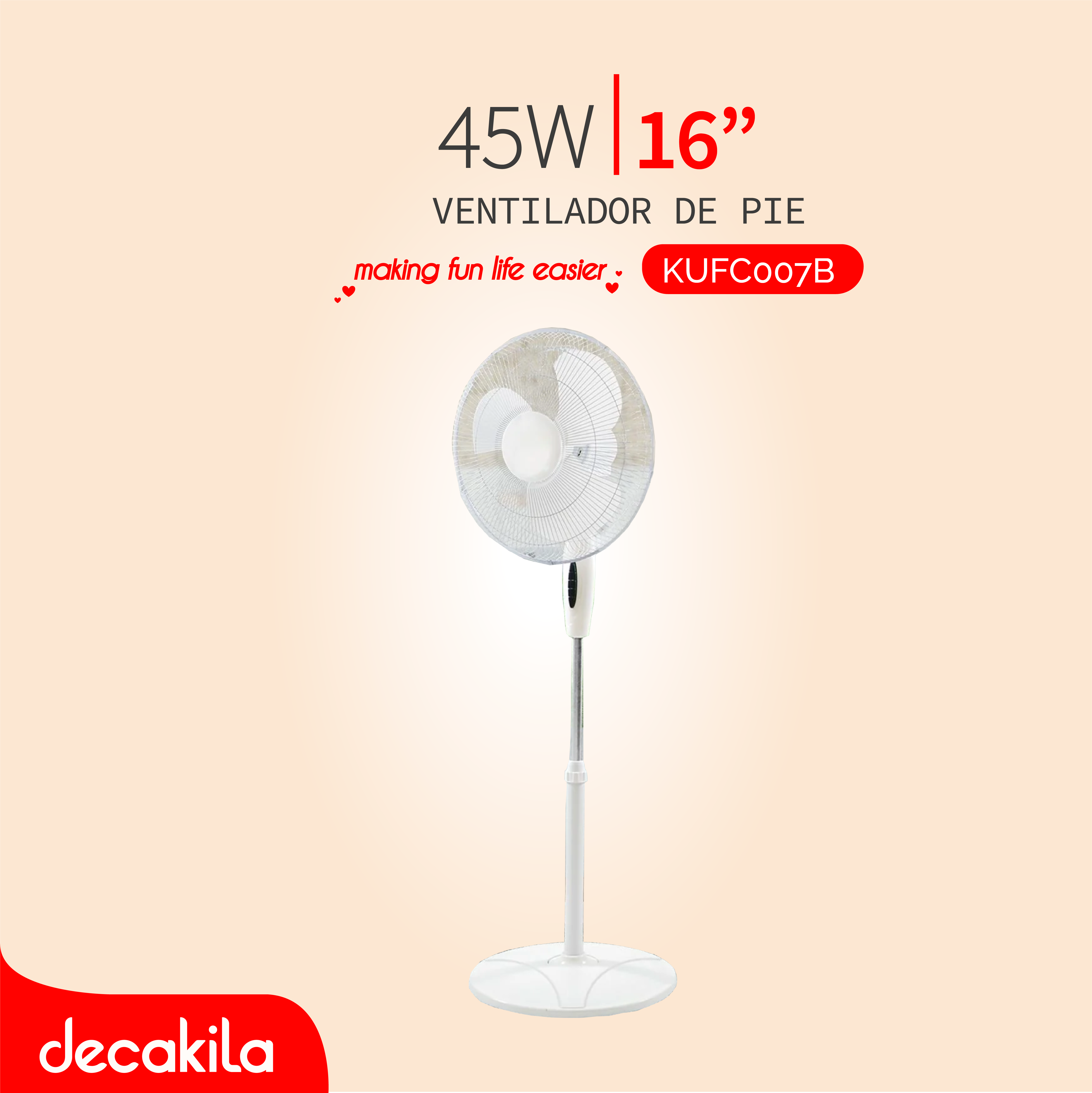 DECAKILA VENTILADOR DE PIE 16 45W