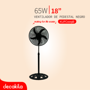 DECAKILA VENTILADOR DE PEDESTAL NEGRO 18'' 65W 3 VELOC