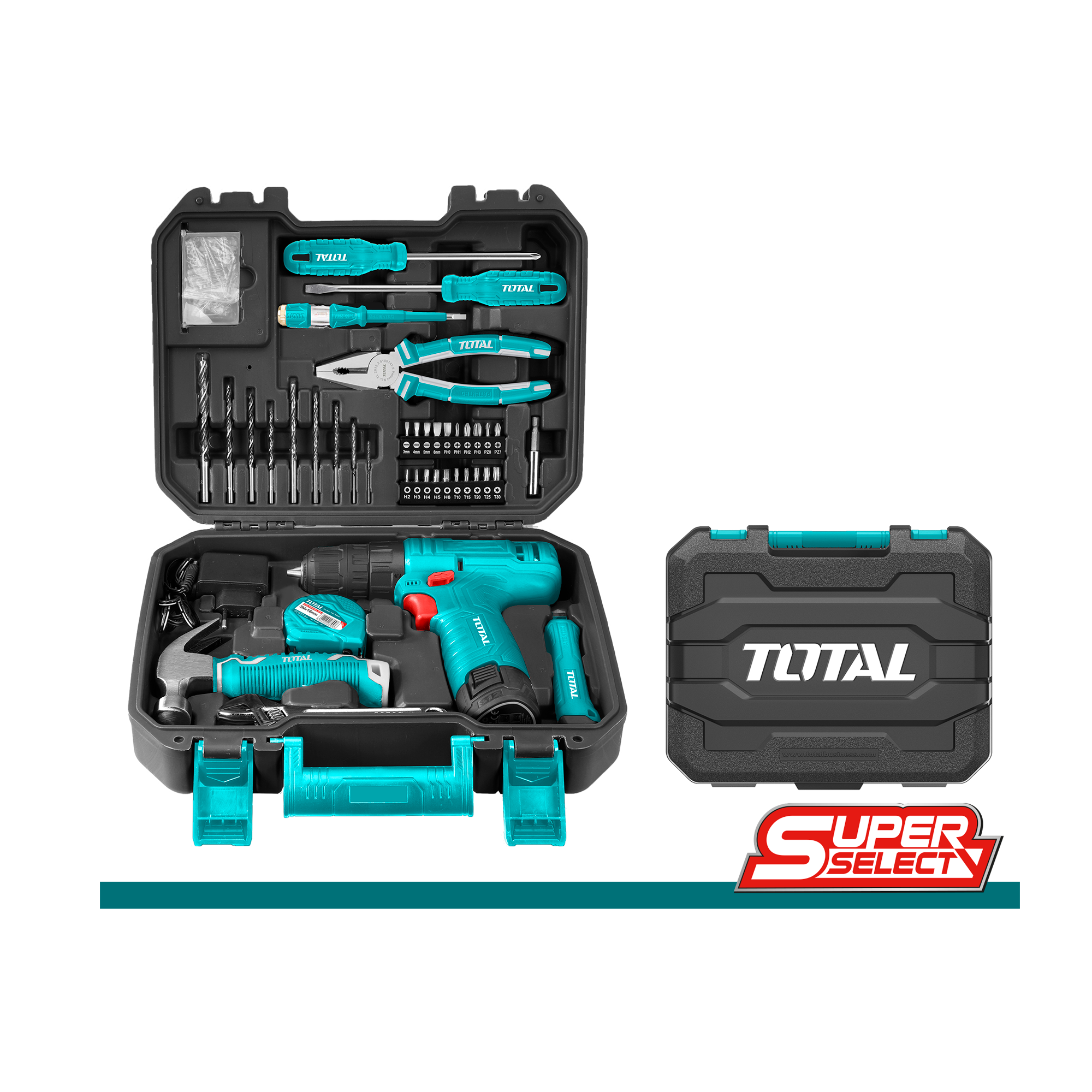 JUEGO DE HERRAMIENTAS TOTAL 81 PCS C/TALADRO 12V