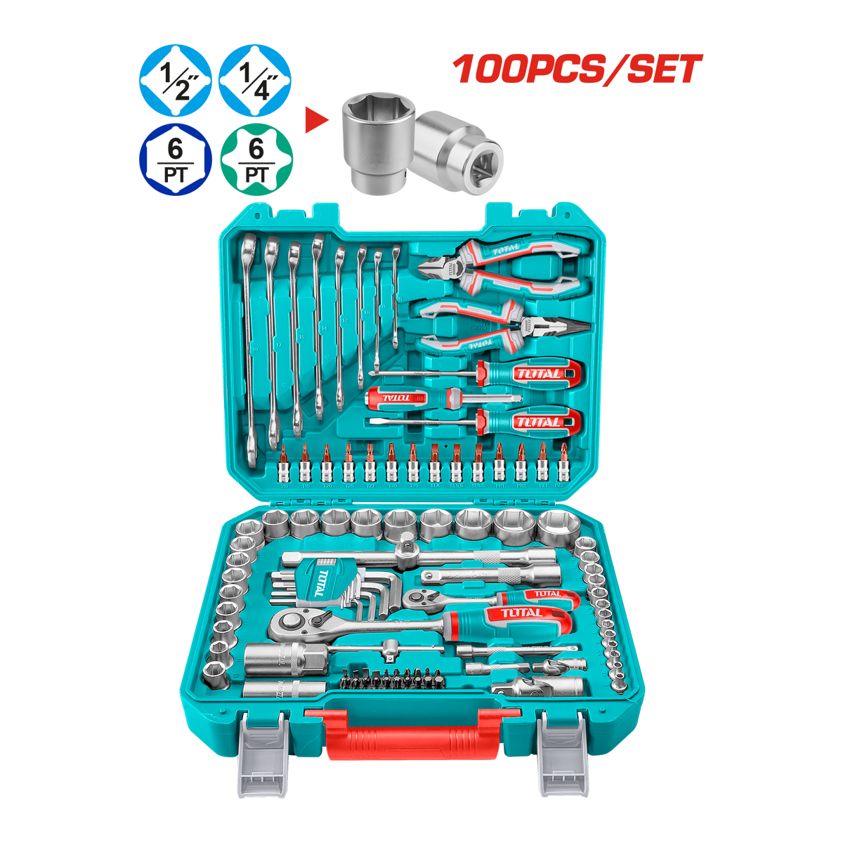 JUEGO HERRAMIENTAS TOTAL 100PCS