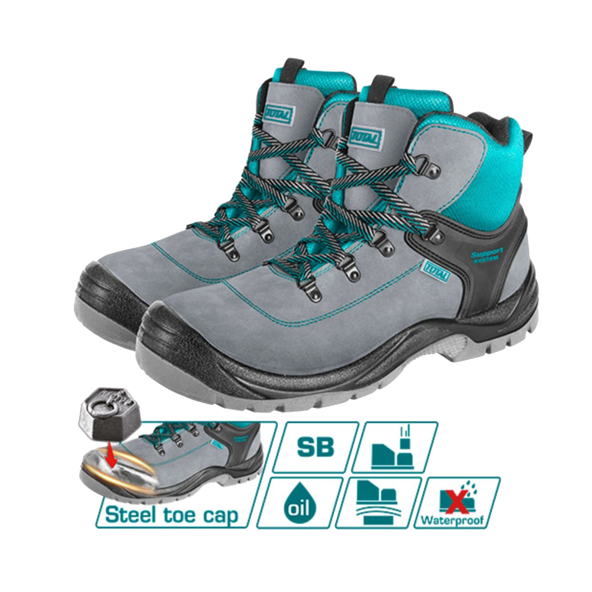 ZAPATO T/BOTA SEG TOTAL PUNTA ACERO GRIS REFORZADO