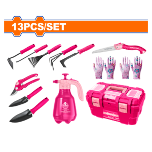 JUEGO HERRAMIENTA P/JARDÍN WADFOW ROSA 13PCS