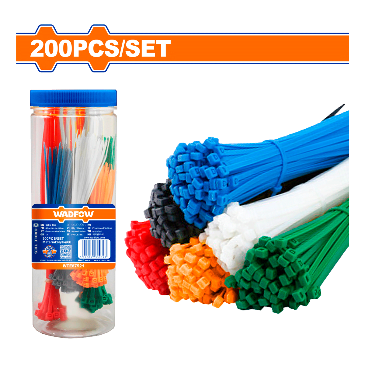 AMARRA PLÁSTICA WADFOW VARIADAS 200PCS