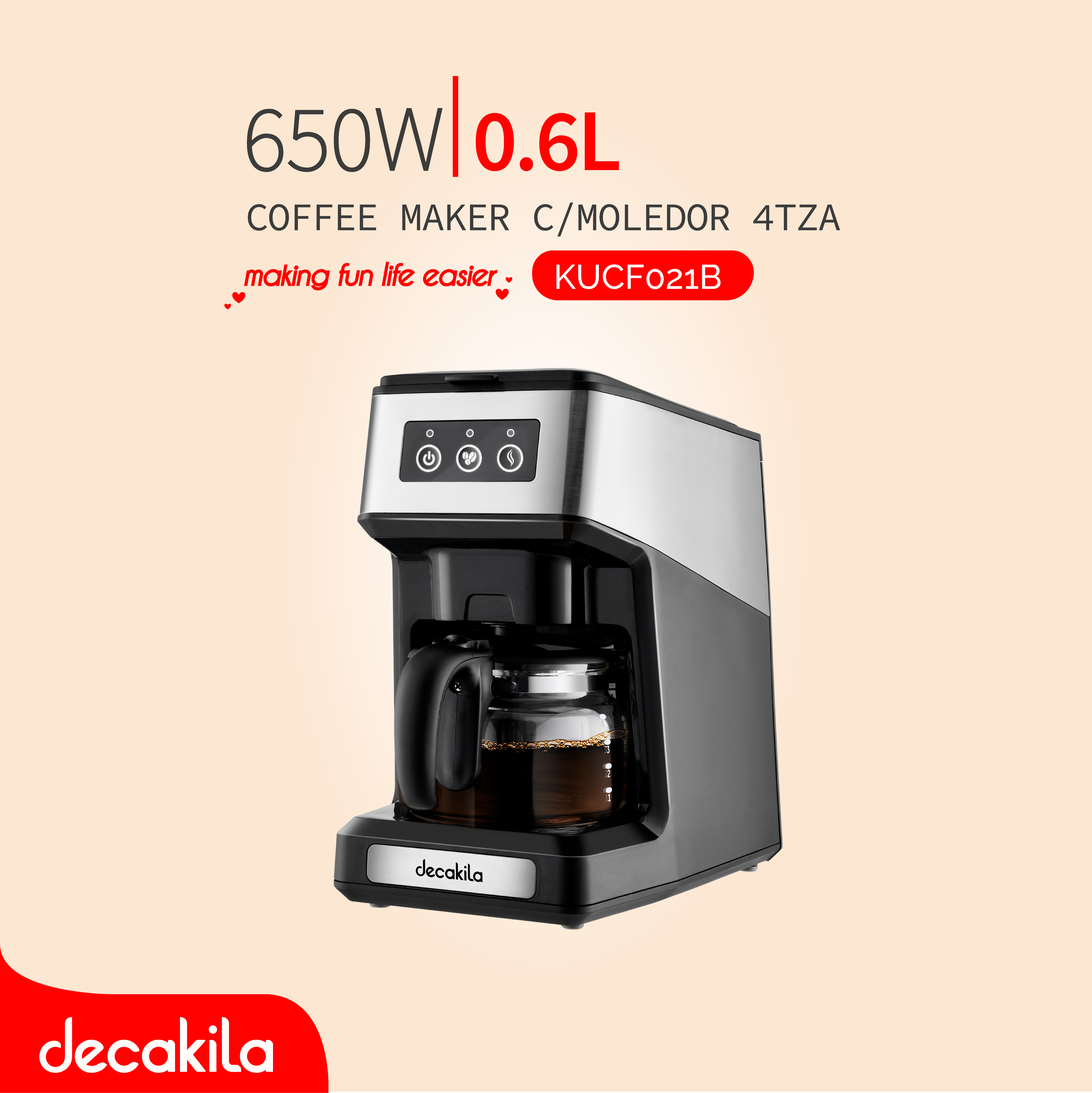 DECAKILA COFFEE MAKER C/MOLEDOR 4TZA 0.6L 650W