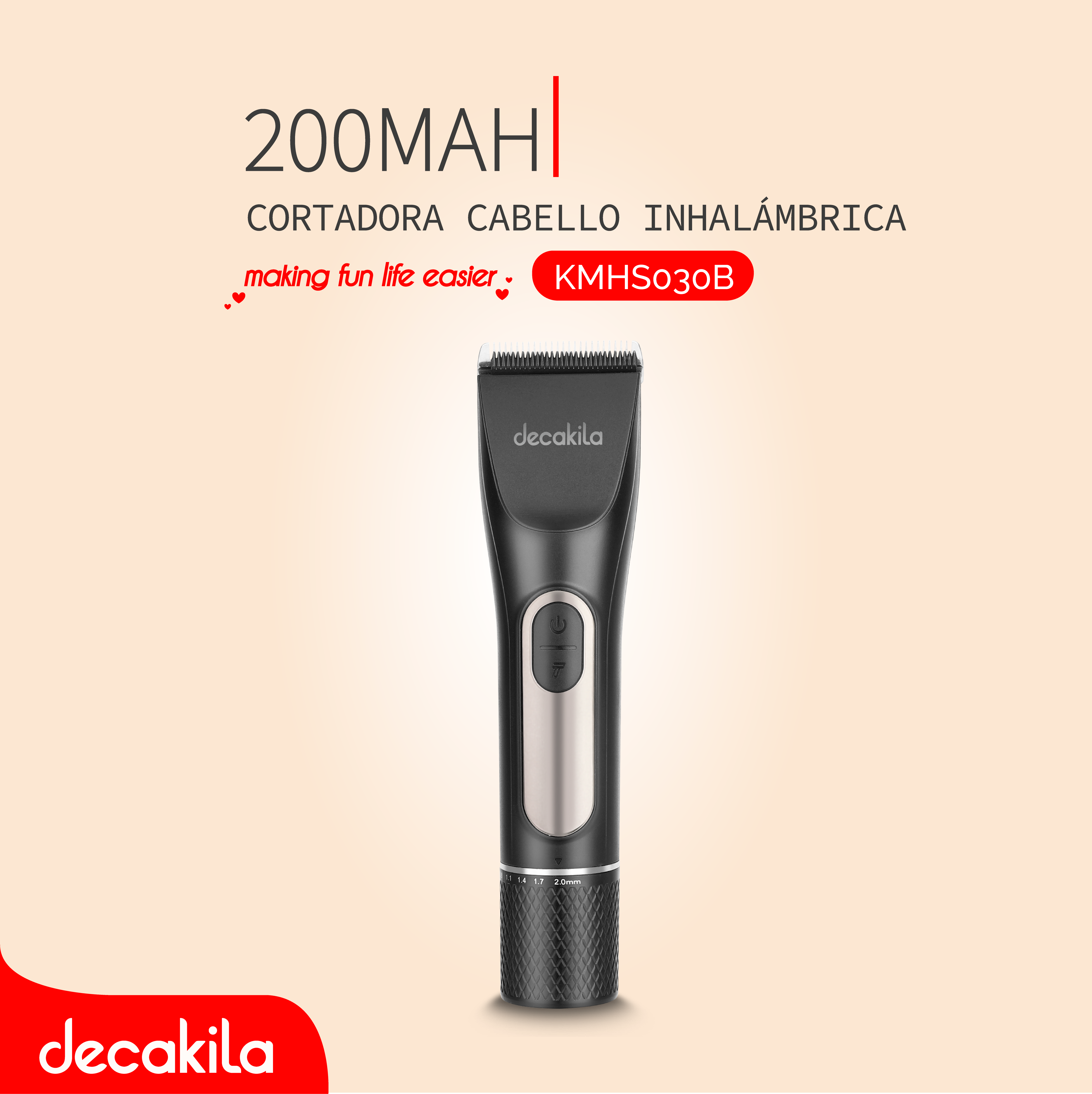 DECAKILA CORTADORA CABELLO INHALÁMBRICA 2000MAH