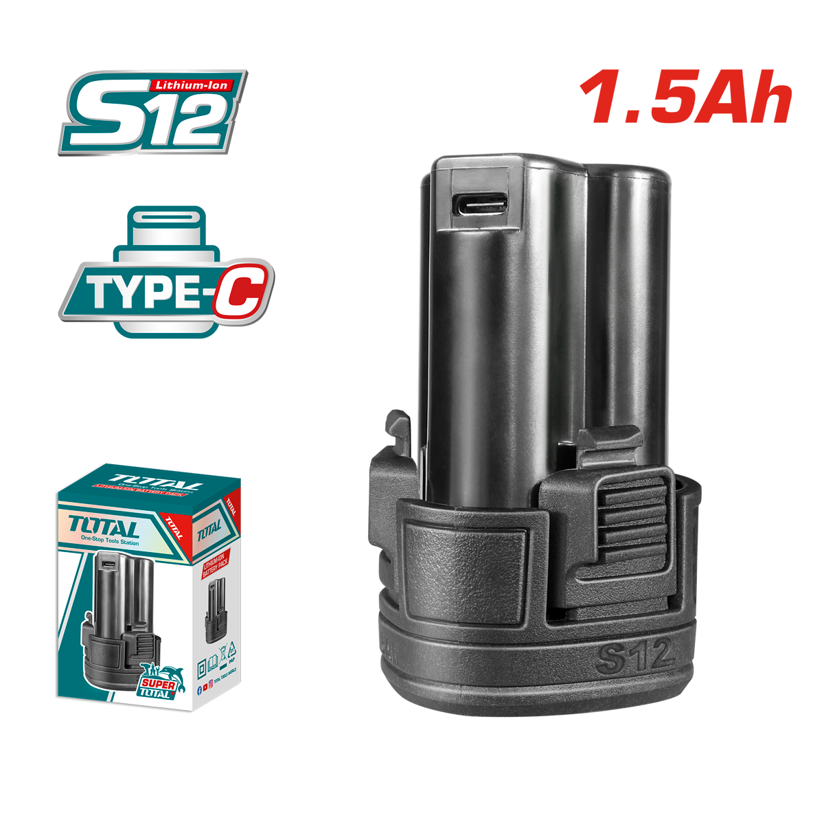 BATERÍA LITIO TOTAL 12V 1.5AH REDONDA