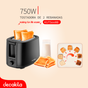 DECAKILA TOSTADORA DE 2 REBANADAS 750W