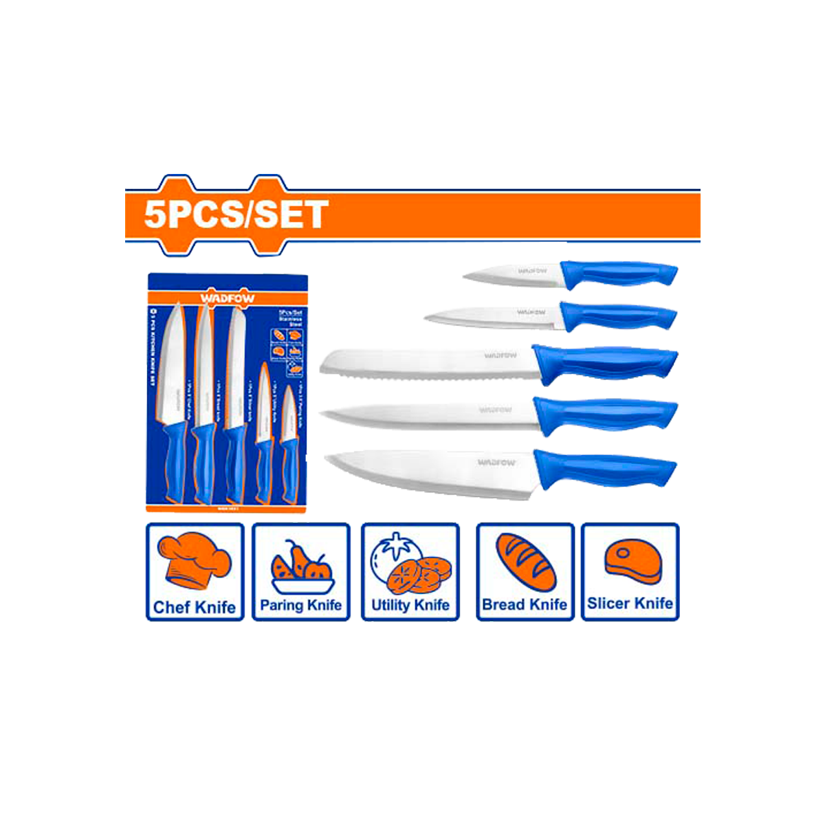CUCHILLO COCINA WADFOW SET 5PCS