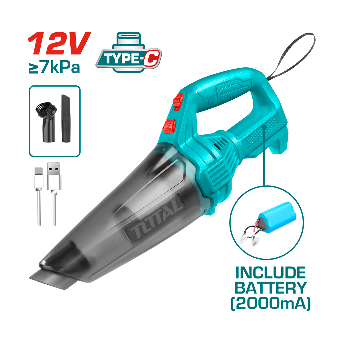HE/ASPIRADORA TOTAL AUTO C/BAT TIPO C RECARGABLE