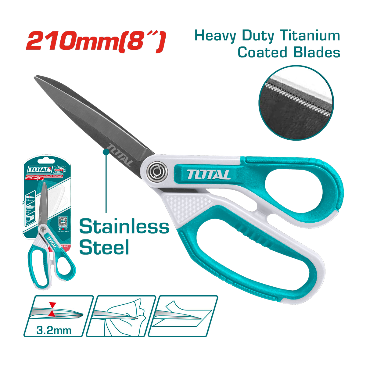 TIJERA ACERO INOXIDABLE + TITÁNIO 8" TOTAL