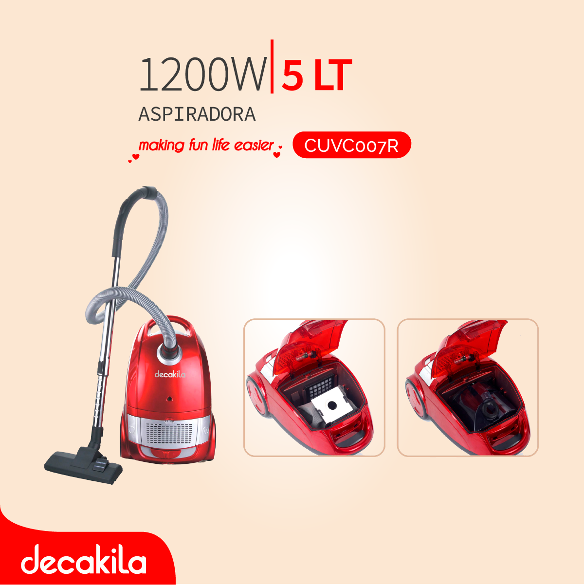 DECAKILA ASPIRADORA 5LT 1200W