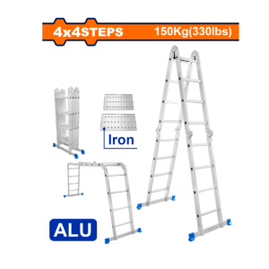 ESCALERA ALUMINIO WADFOW MULTIUSO 4X4, 2 PLATAF