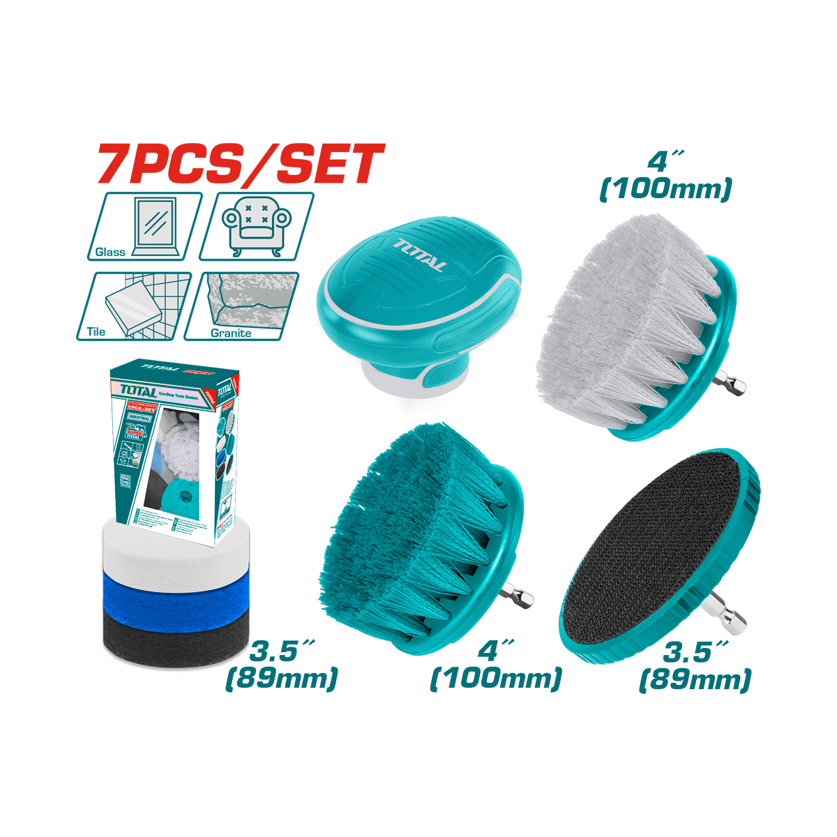 SET CEPILLOS MULTIUSOS TOTAL P/TALADRO 7PCS