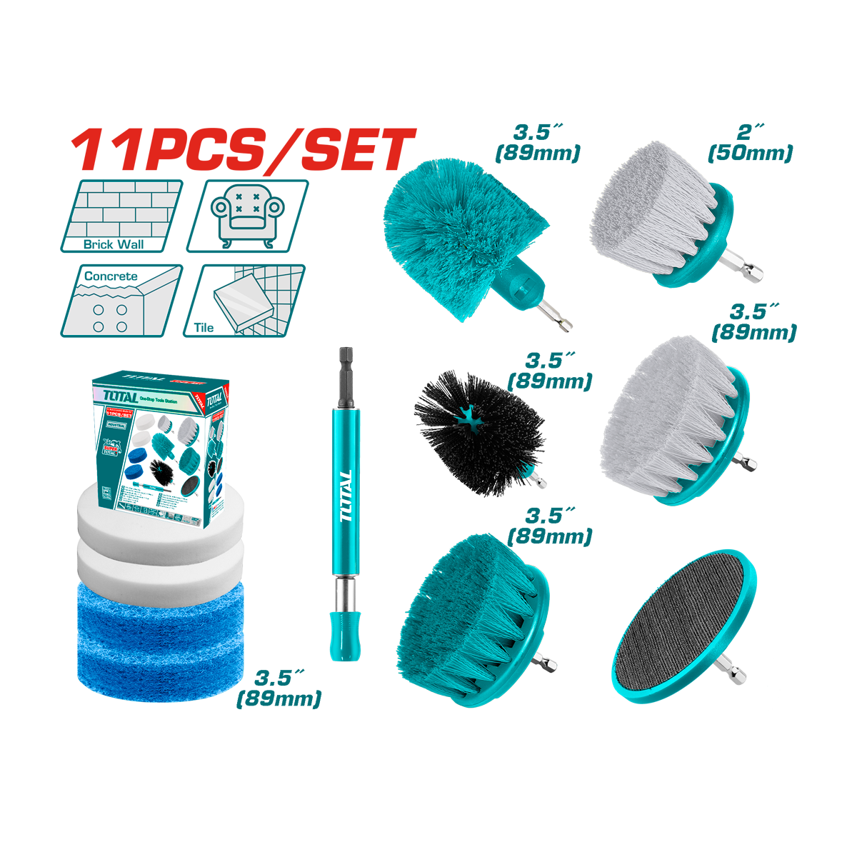 SET CEPILLOS MULTIUSOS TOTAL P/TALADRO 11PCS