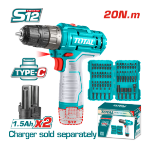 HE/TALADRO TOTAL 12V 3/8 1500RPM 2BAT