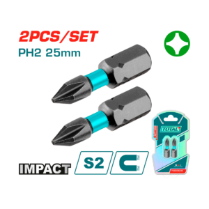 JUEGO PUNTAS TOTAL IMPACTO PHILLIPS PH2X25MM, 2PCS
