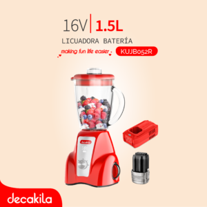 DECAKILA LICUADORA BATERIA LITIO 16V, 1.5LT ROJA C