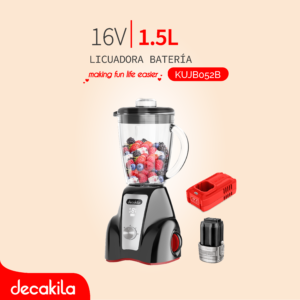 DECAKILA LICUADORA BATERÍ LITIO 16V, 1.5LT NEGRO C/BA