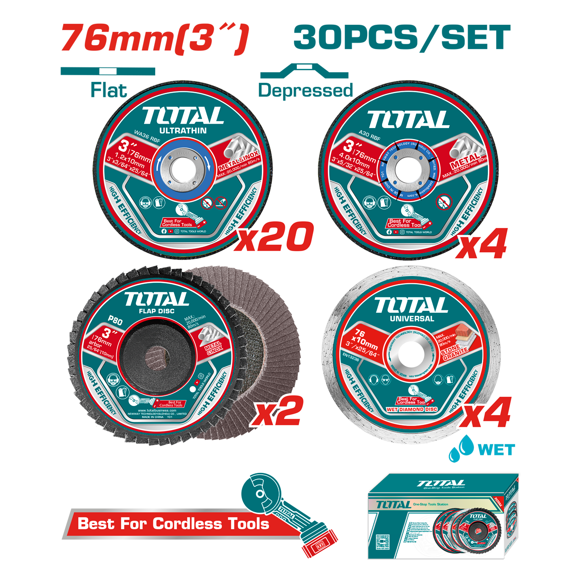 JUEGO DISCOS TOTAL 30PCS 3"X10MM