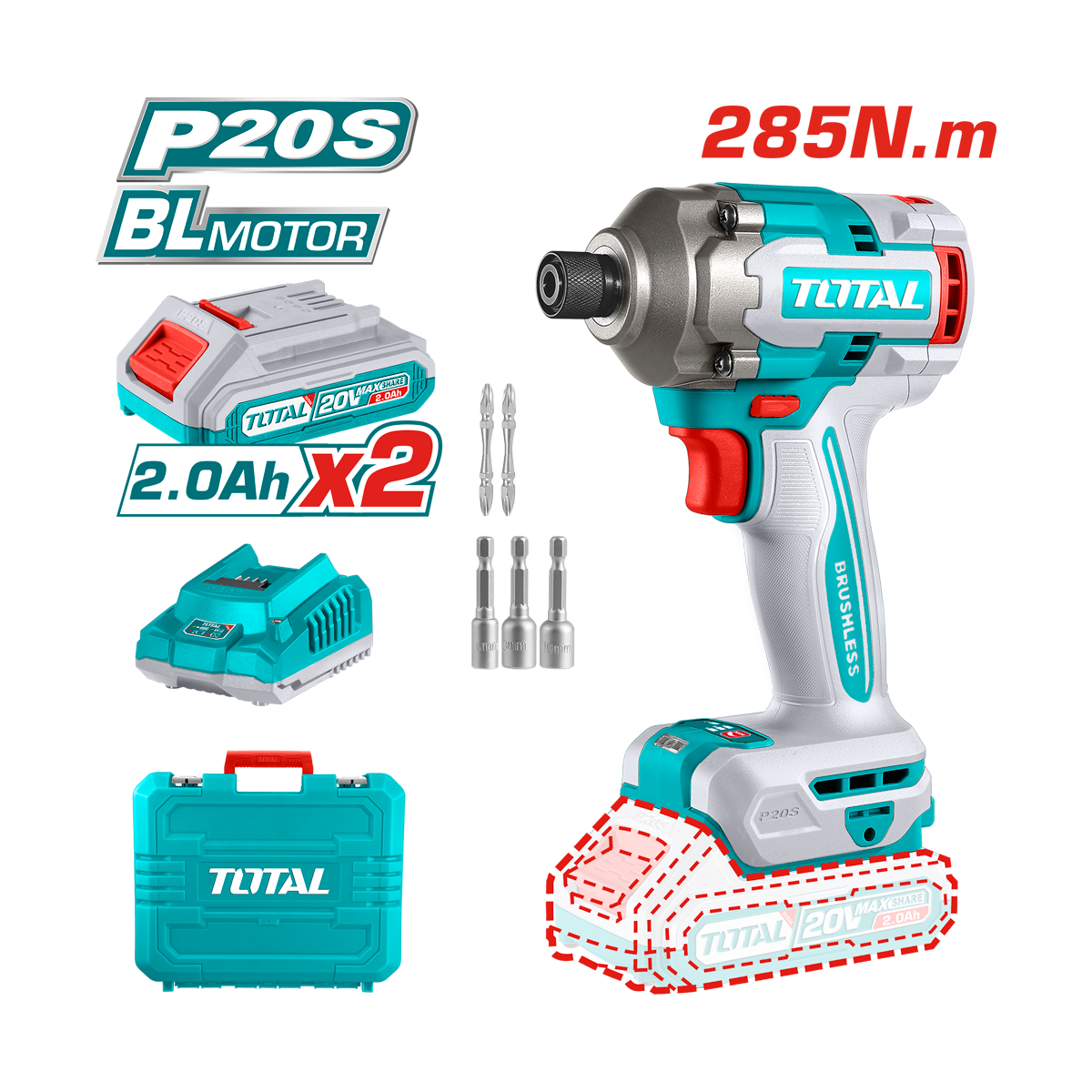 HE/DESATORNILLADOR TOTAL 20V 1/4 285 NM