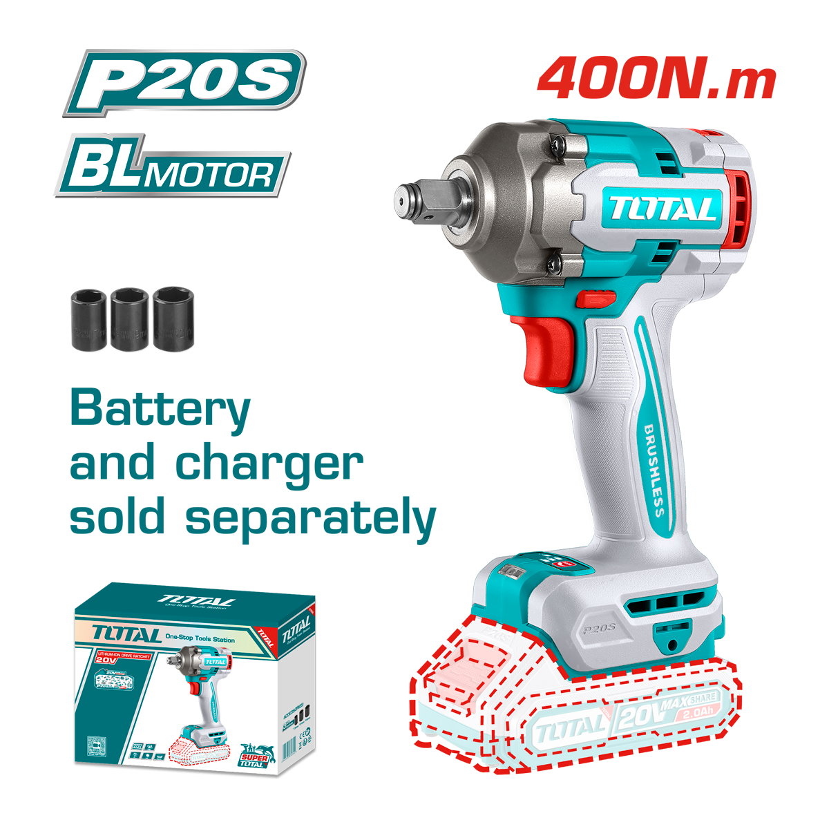 HE/PISTOLA IMPACTO TOTAL 1/2" 20V 400 NM