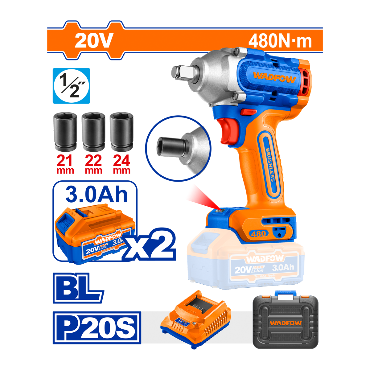 HE/PISTOLA IMPACTO WADFOW 1/2 20V 480NM 2