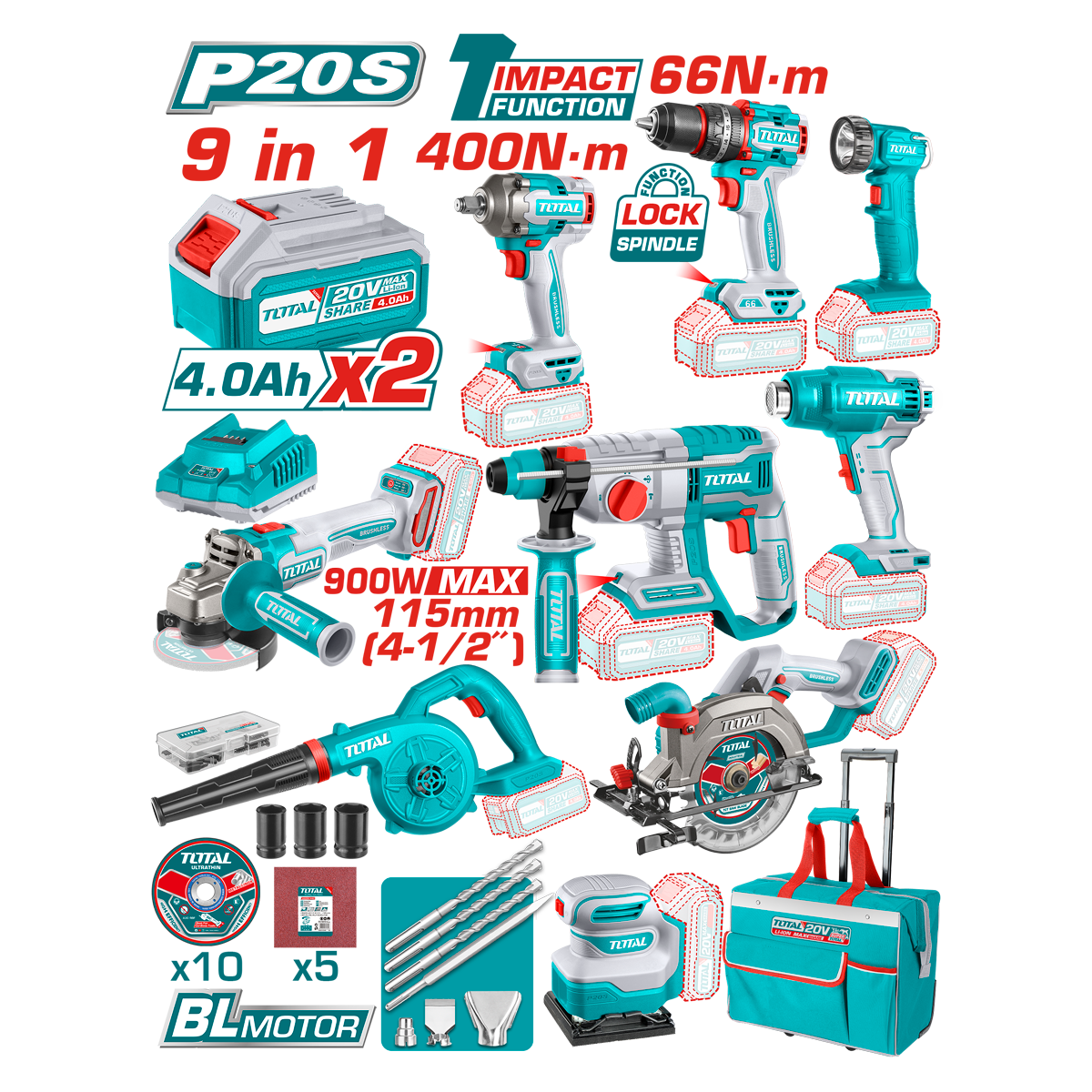 HE/COMBO 9PCS TOTAL 20V