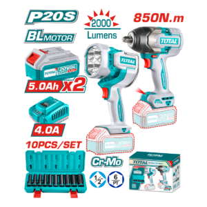 HE/COMBO PISTOLA IMPACTO TOTAL 20V 850NM+LINTERNA