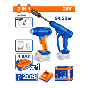 HE/COMBO HIDROLAVADORA + PISTOLA CALOR WADFOW 20V