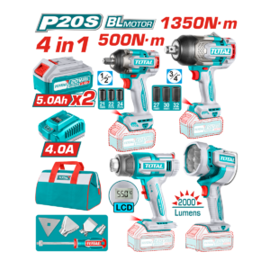 HE/COMBO PISTOLA IMPACTO 1350 NM + LINTERNA TOTAL 20V