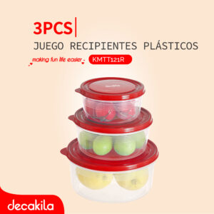 DECAKILA JUEGO RECIPIENTES PLÁSTICOS 3PCS REDONDO
