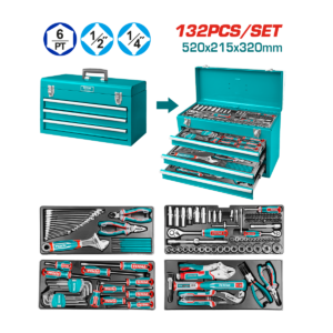 JUEGO HERRAMIENTAS CAJA METAL TOTAL 132PCS