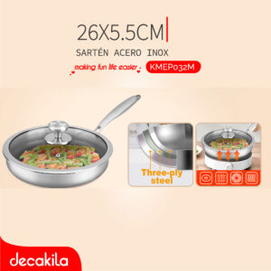 DECAKILA SARTÉN ACERO INOX C/TAPA 26X5.5CM