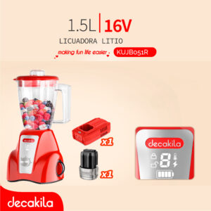 DECAKILA LICUADORA LITIO 16V 1.5L ROJA C/BAT