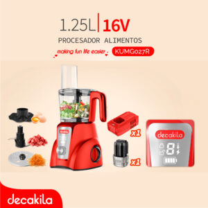 DECAKILA PROCESADOR ALIMENTOS 16V 1.25L ROJO C/BAT